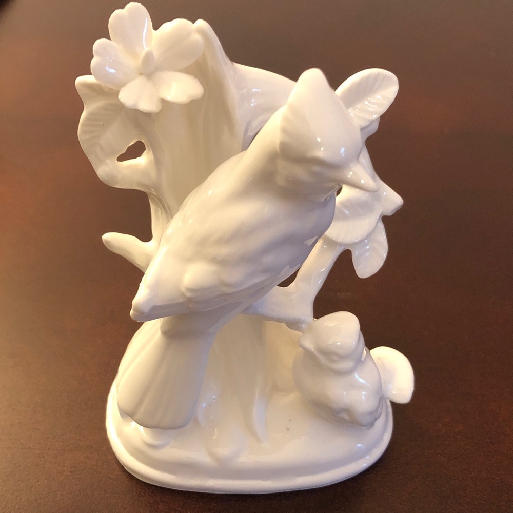 Vintage White Porcelain Cardinals Figurine Japan